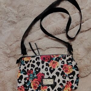 Betsey Johnson Black and Multicolor Floral Crossbody Bag